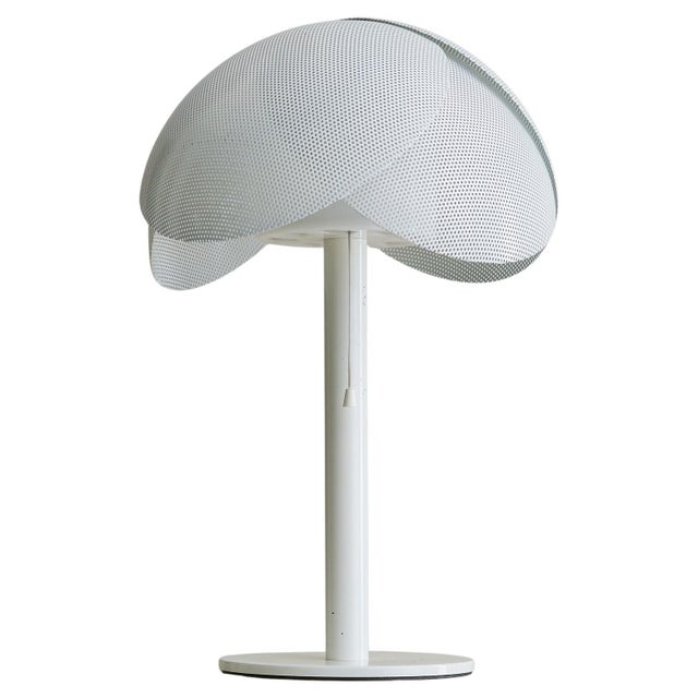 Metal Vintage Italian Perforated Metal Table Lamp with Acrylic Diffuser For Sale - Image 7 of 18