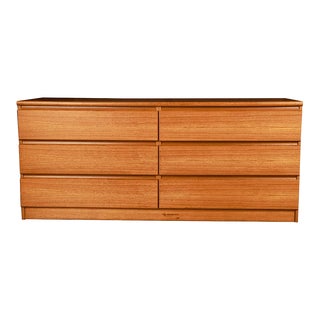 1960s Danish Denmark Mid Century Modern Long Teak Dresser For Sale