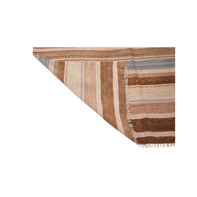Striped Vintage Brown Kilim Rug - 4`8″ X 11`7″ Ft. For Sale In Los Angeles - Image 6 of 6
