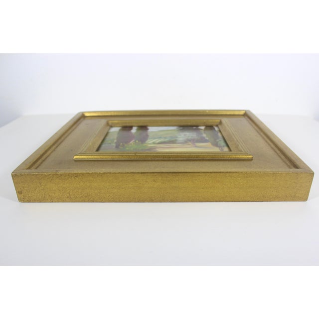 Rustic European Vintage Oil Painting “Vineyard Country Tuscany” Signed by Artist Gilt Wood Frame For Sale - Image 3 of 10