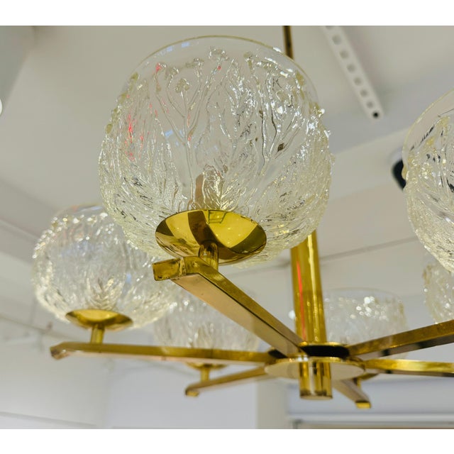 Mid-Century Modern Swedish 1970s Mid Century Floral Glass Chandelier Pendant For Sale - Image 3 of 11