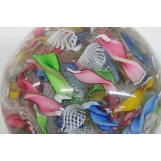 Mid 20th Century Murano Style Tutti Frutti Art Glass Paperweight Abstract Ribbon Design 5128b For Sale - Image 5 of 8
