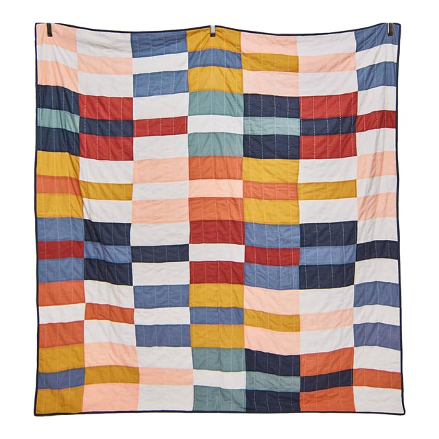 Anchal Multi-Check Patchwork Quilt Bedding, Queen Size For Sale