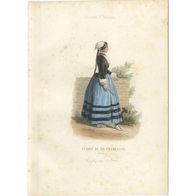 Mid 19th Century Portuguese & Madeira Folk Costume Engravings, 1850, Engraving For Sale - Image 5 of 15
