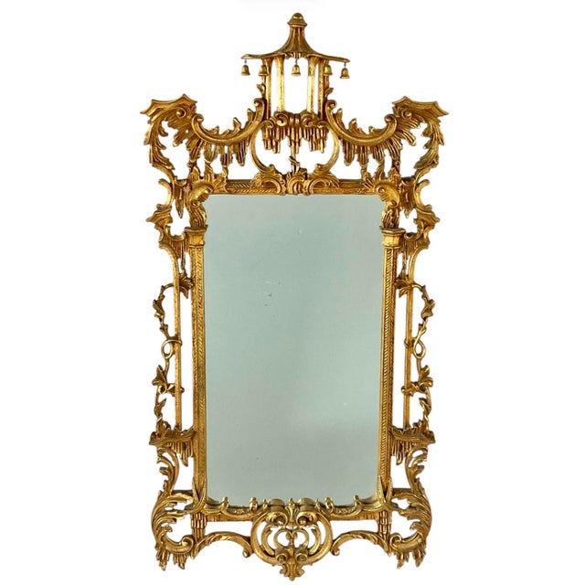 Early 20th Century Chinese Chippendale Style Giltwood Mirror For Sale - Image 5 of 9
