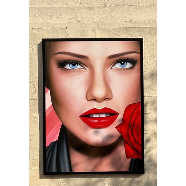 Late 20th Century Vintage Monumental Original Oil Portrait on Canvas For Sale - Image 5 of 5