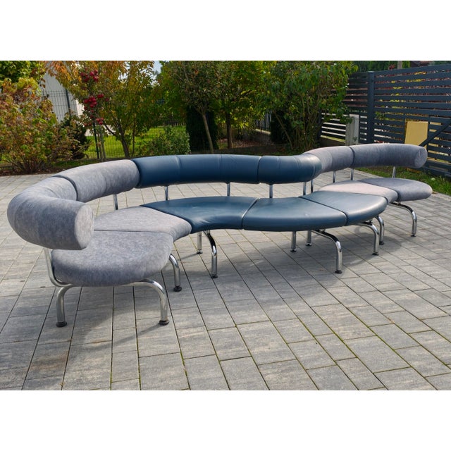 Metal Large Cobra / Pipeline Modular Sofa by Johannes Foersom and Peter Hiort Lorenzen for Erik Jørgensen, 1980s, Set of 7 For Sale - Image 7 of 13