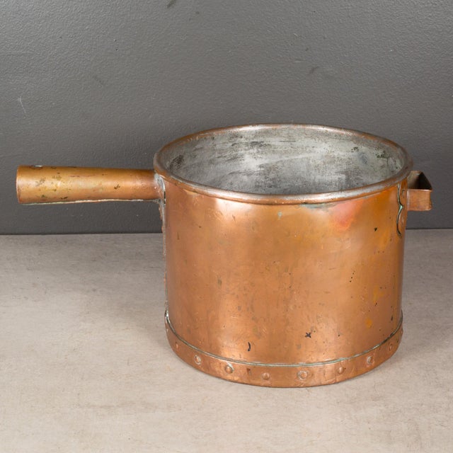 ABOUT Antique copper pot or saucepan with two handles. 19th-early 20th century. CREATOR Unknown. DATE OF MANUFACTURE...