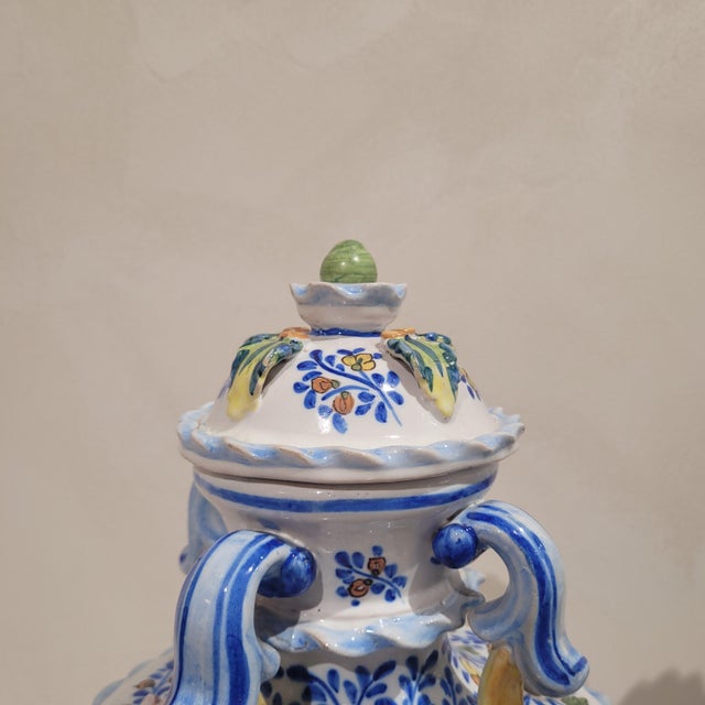 Hand-Painted Earthenware Tibore Vases by José Gimeno Martínez, Manises, Valencia, Spain, 1970s, Set of 2 For Sale - Image 10 of 13