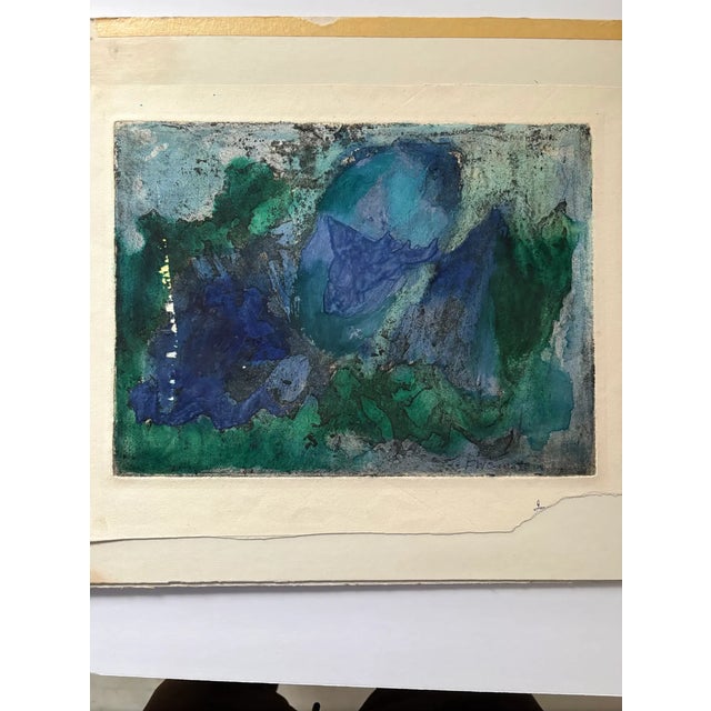Signed and matted abstract watercolor painting on paper by Florence Weinstein. Florence Weinstein (1895-1989) was a...