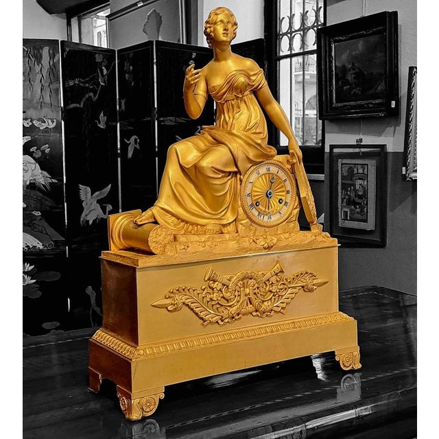 Metal 19th Century Golden Bronze Pendulum, France For Sale - Image 7 of 11