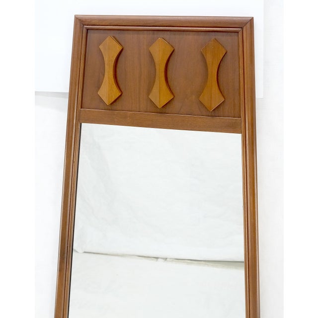 Pair of Mid Century Modern Walnut Pyramid Shape Walnut Wall Mirrors