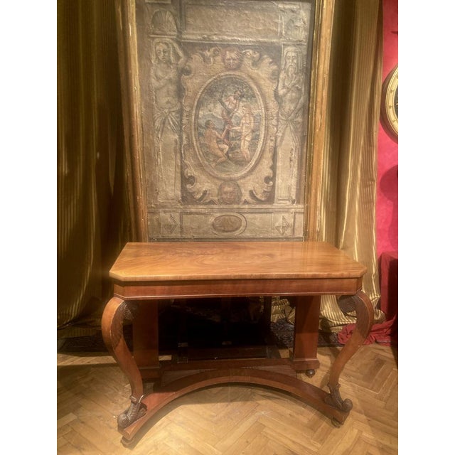 Italian Art Nouveau Wooden Console Table For Sale - Image 5 of 14