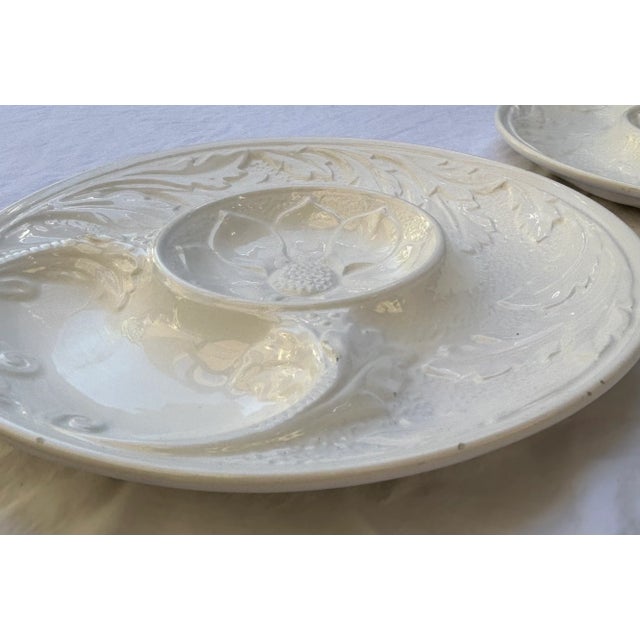 White Majolica Artichoke Plates- A Pair For Sale - Image 4 of 8