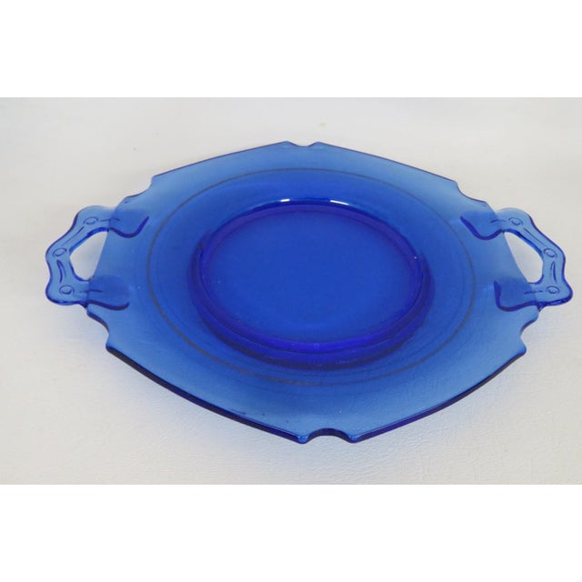 Early 20th Century Le Smith Mount Pleasant Cobalt Blue Glass Plates With Handles Set of Five For Sale - Image 18 of 18