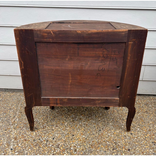 French Early 20th Century Louis XV French Demilune Bomb Chest Commode With Stone Top For Sale - Image 3 of 12