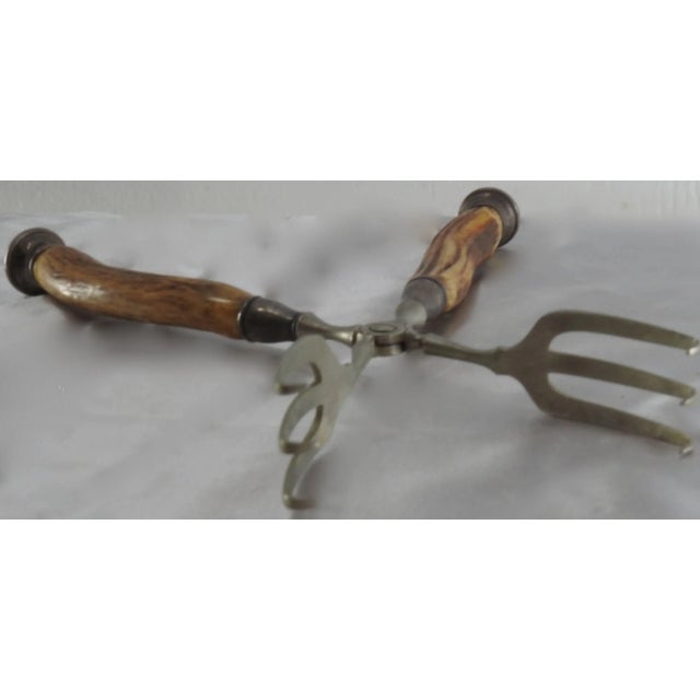 Brown Vintage German Sterling Silver Tongs With Horn Handles For Sale - Image 8 of 10