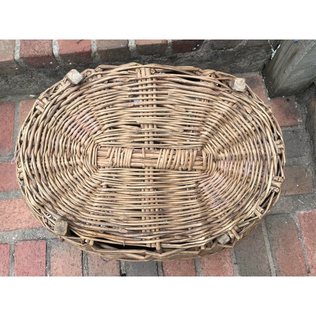 Antique French Wicker Laundry Basket - Large Storage For Sale - Image 9 of 9