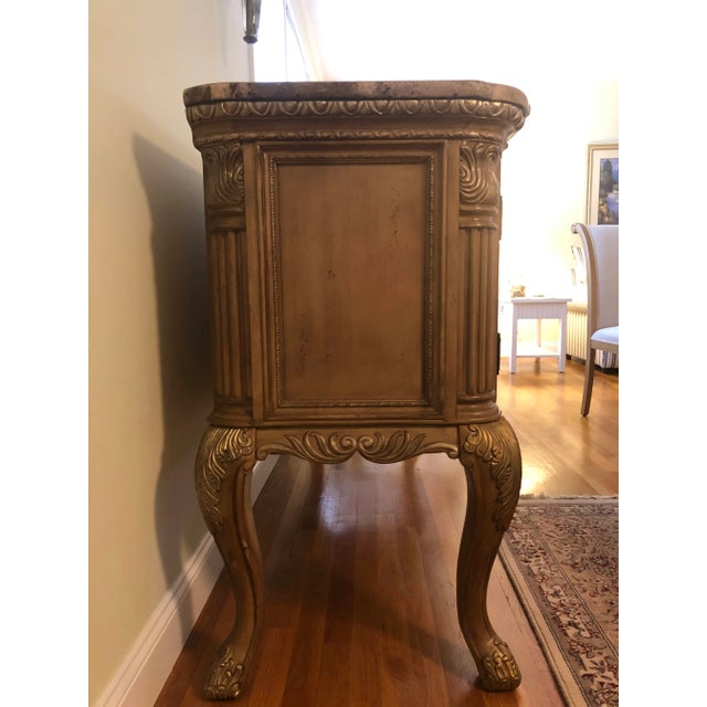 American American Drew Mirage Leg Sideboard With Antique Emperador Marble Top For Sale - Image 3 of 13
