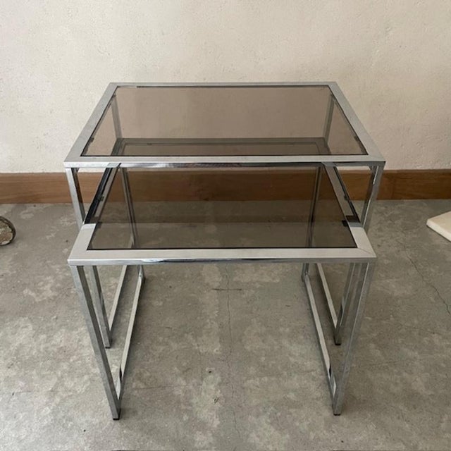Chrome-Plated Nesting Tables, 1970, Set of 2 For Sale - Image 5 of 5