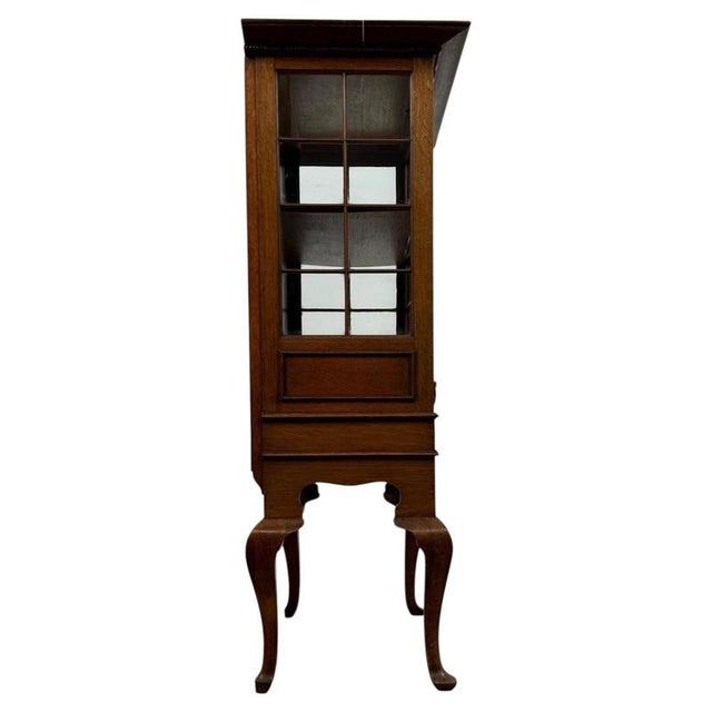 Wood Vintage English Oak Display Vitrine Cabinet, 1920 For Sale - Image 7 of 13