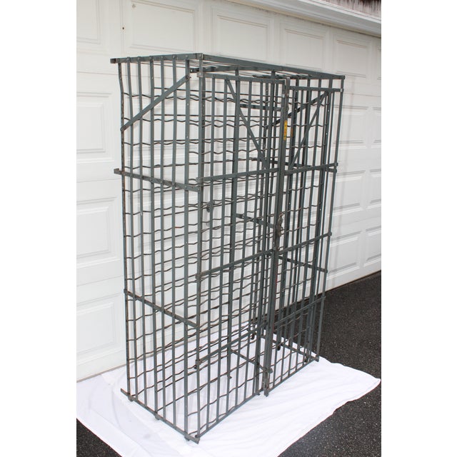 Metal 1940s Rigidex 300 Bottle Wine Safe Rack Security Locking Metal Cage For Sale - Image 7 of 17