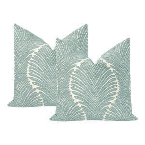 22" Spa Blue Musgrove Chenille Pillows - A Pair