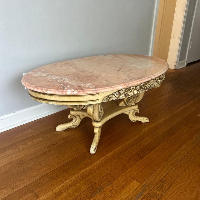 Vintage Pink Marble Coffee Table For Sale - Image 4 of 4