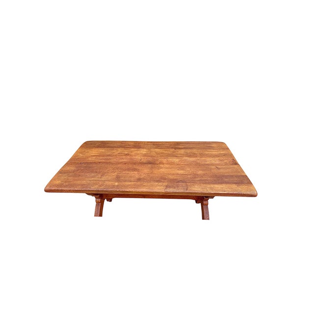 Wood Brutalist X-Base Trestle Dining Table in Oak by Bram Sprij, 1960s For Sale - Image 7 of 9