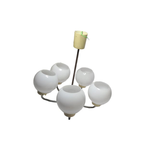 1970s Vintage Pendant Light in Brass and Glass, Poland, 1970s For Sale - Image 5 of 10