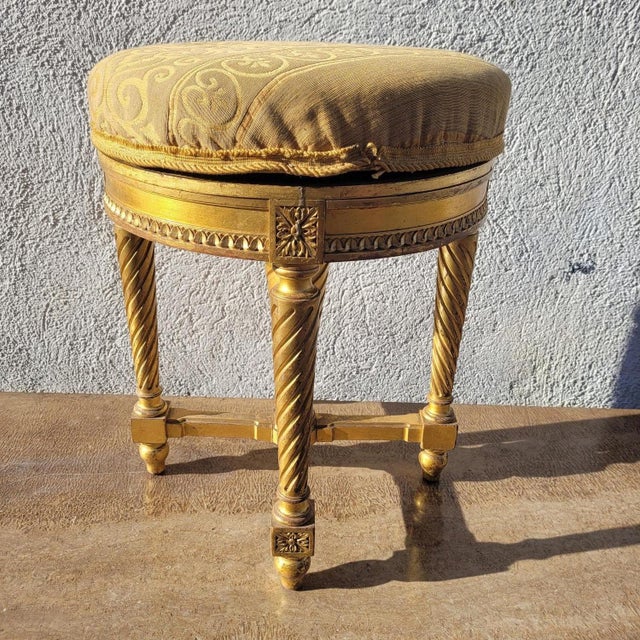 Swivel Piano Stool in Gilded Wood, 1800s For Sale - Image 13 of 15