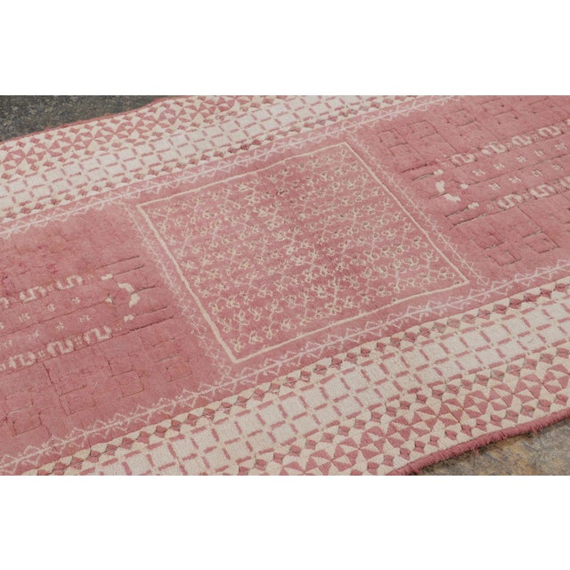 Rug & Kilim Antique Agra Rug in Pink, White and Gold With Geometric Patterns - Rug & Kilim For Sale - Image 4 of 7