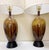 Metal Vintage Earth Tone Glazed Pottery Lamps With Shades - a Pair For Sale - Image 7 of 10