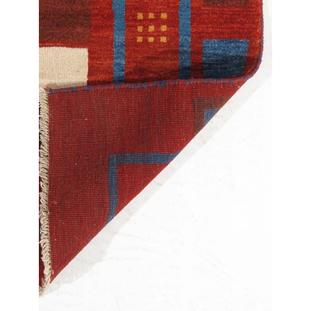 1980s Vintage Hand-Knotted Persian Gabbeh Rug 4'6" X 7'2" For Sale - Image 5 of 5