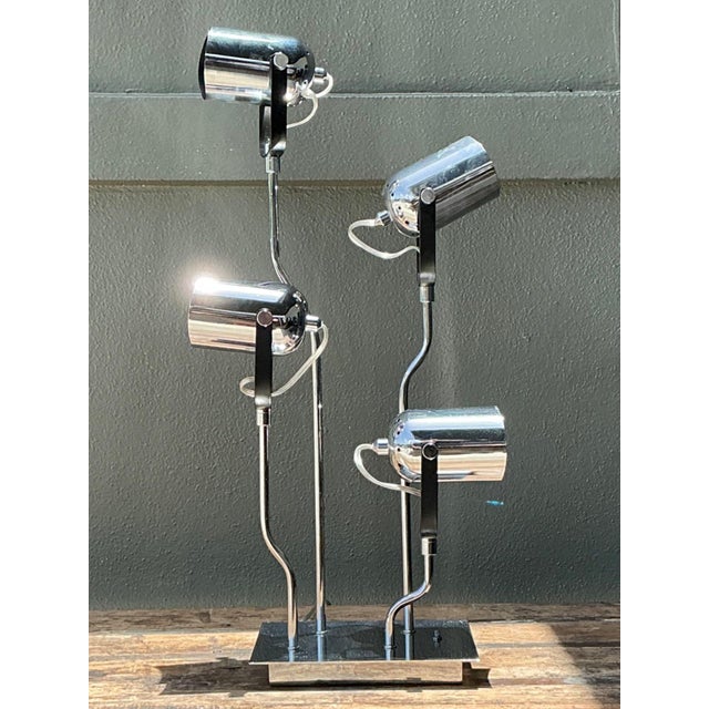 Vintage Van Teal Industrial Chrome Multi-Light Lamp For Sale - Image 10 of 13