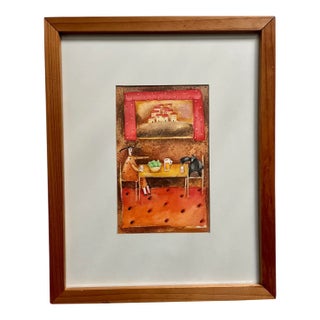 1980s Original Watercolor Painting by Famous Mexican Artist Juan Ezcurdia For Sale