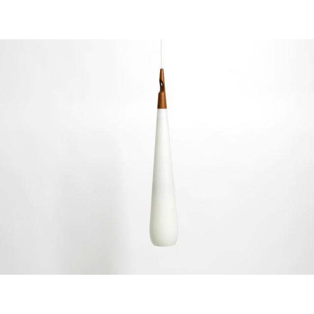 Vintage Pendant Lamp in Opal Glass and Teak by Uno & Östen Kristiansson for Luxus Vittsjö, 1950s For Sale - Image 18 of 18