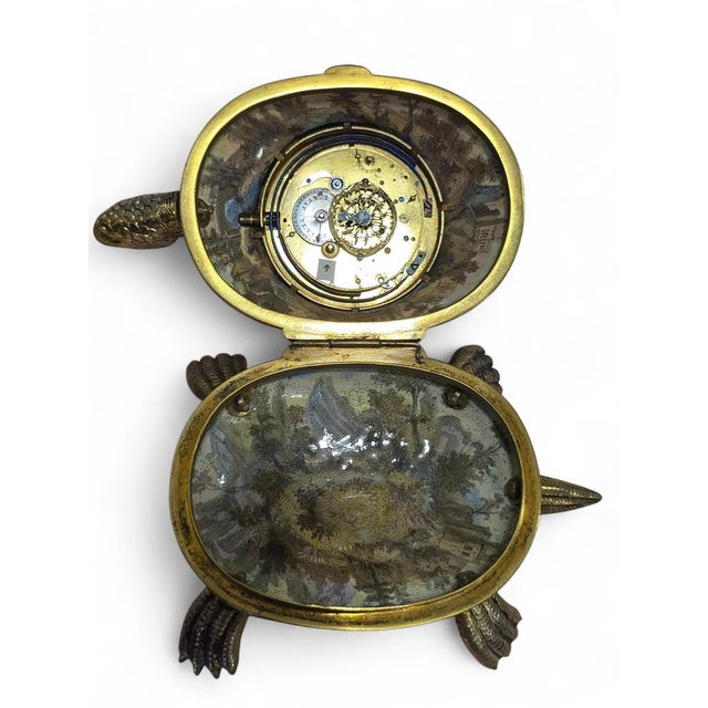 Enamel and Gilt Metal Tortoise-Shaped Repeater Clock with Mythologi, 1800s For Sale - Image 10 of 13