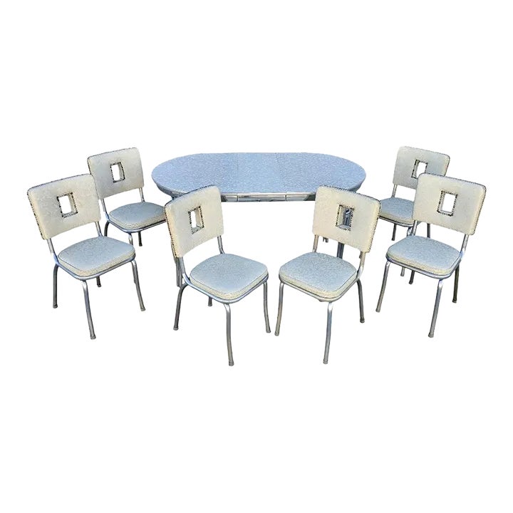 Hit Parade 1950s Formica Kitchen Dinette Table and Chairs - Set of 7 ...