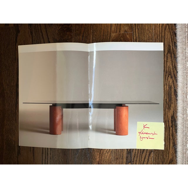 Glass Large 118" Serenissimo Postmodern Dining Table, Seats 10, Semi-Opalescent Glass & Venetian Stucco Columns, 1987 (Original Catalog) For Sale - Image 7 of 9