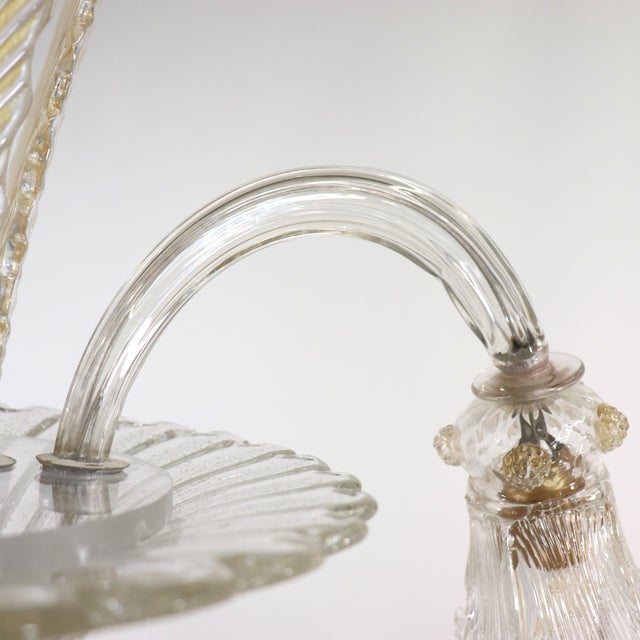 Glass Mid-Century Gold-Infused Cristallo Murano Chandelier For Sale - Image 7 of 12