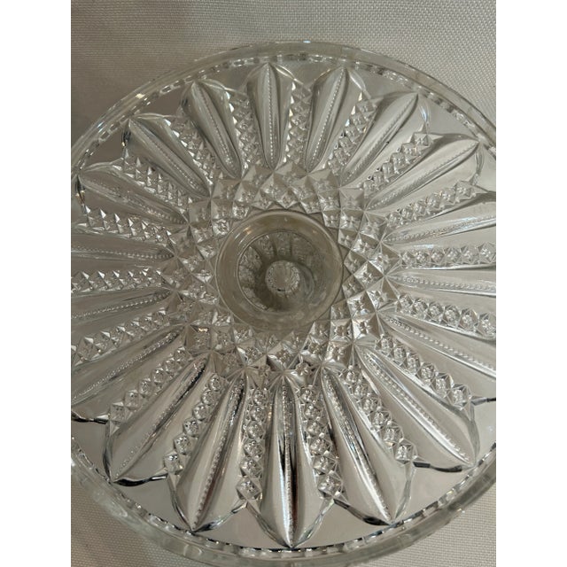 Antique Duncan Miller “Mardi Gras” Pressed Glass Pedestal Cake Plate For Sale - Image 4 of 6