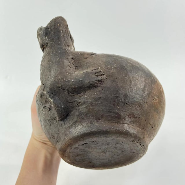 Early 20th Century Zoomorphic Pottery Vessel with Dual Cat Figures Africa For Sale - Image 4 of 8