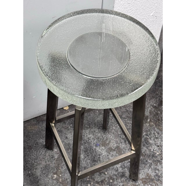 2010s Debra Weninger Design Steel Cast Glass Bar Stools, a Pair For Sale - Image 5 of 12