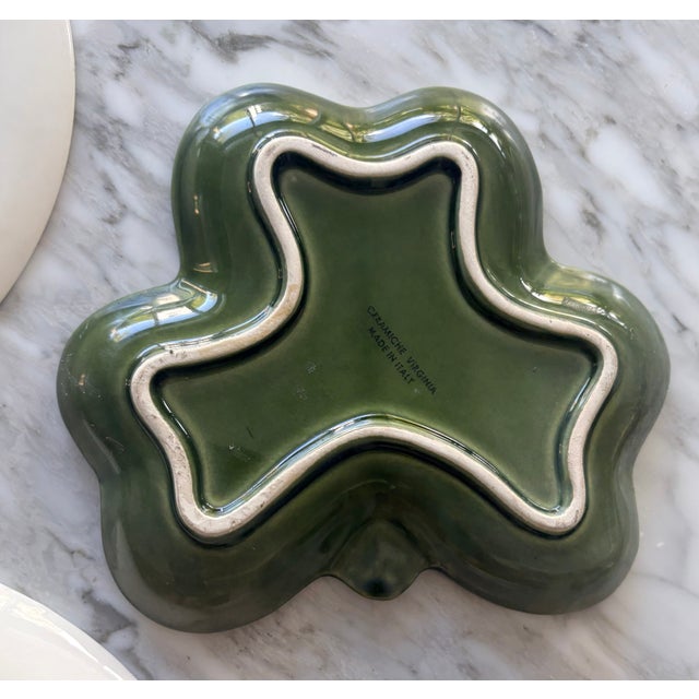 Mid-Century Green & White Transferware Wall Plate Curation - Set of 11 For Sale In Palm Springs - Image 6 of 11