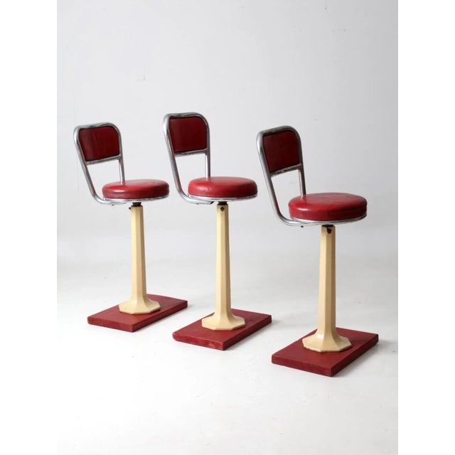 Antique Soda Fountain Counter Stools Set of 3 For Sale - Image 12 of 13