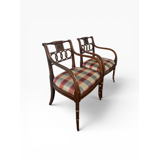 Pair of 1990s Baker Historic Charleston Collection “Governor Alston” Regency Armchairs For Sale - Image 10 of 18