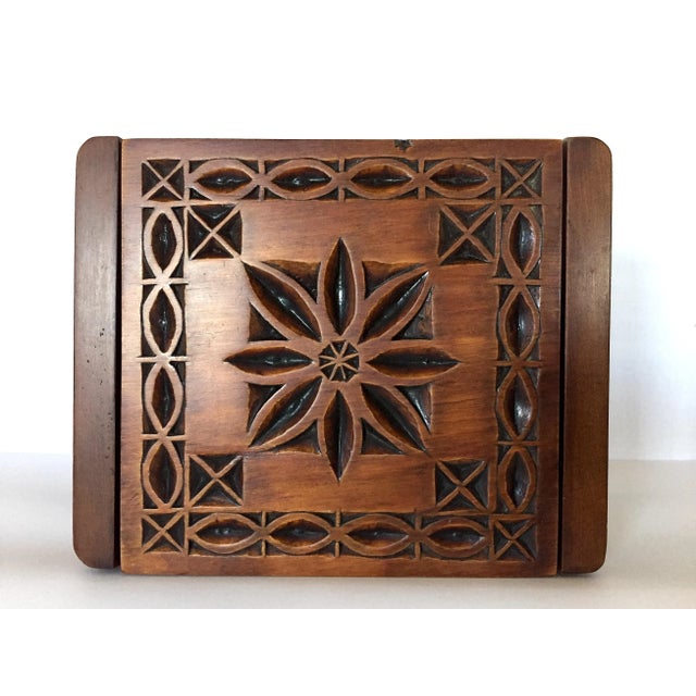 Folk Art Mid 20th Century Vintage American Folk Art Handcrafted Wood Box by Sue Corbett For Sale - Image 3 of 9