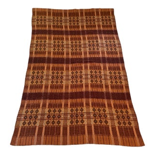 Vintage Earth Tone Geometric Woven Textile Throw Blanket For Sale