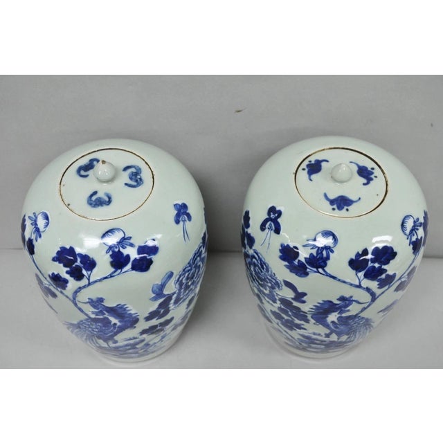 Antique Chinese Phoenix Bird Celadon Green Porcelain Covered Ginger Jar - Pair For Sale In Philadelphia - Image 6 of 18